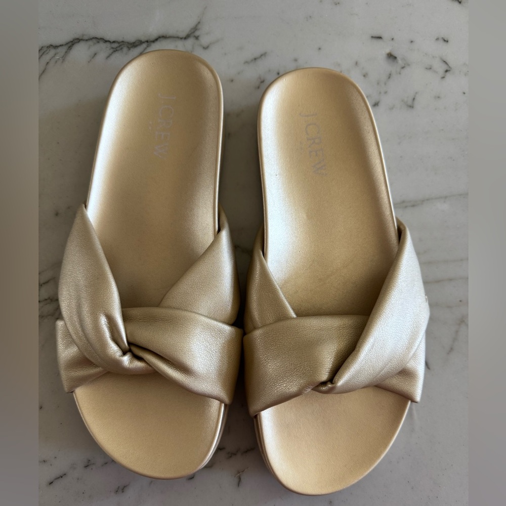 J. Crew Women's Gold Slide Sandals